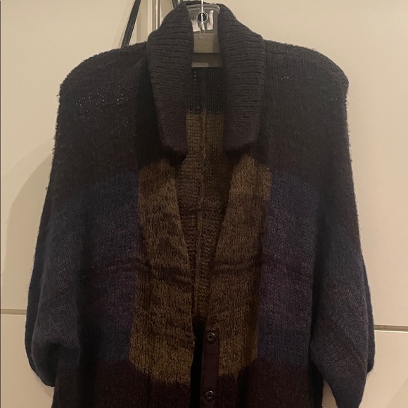 Dries Van Noten Sweaters - Dries Van Noten Black, Blue and Brown Long Cardigan